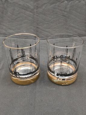 Mid-Century Modern "Black Gold" Oil Derrick Highball Glasses – Set of 2